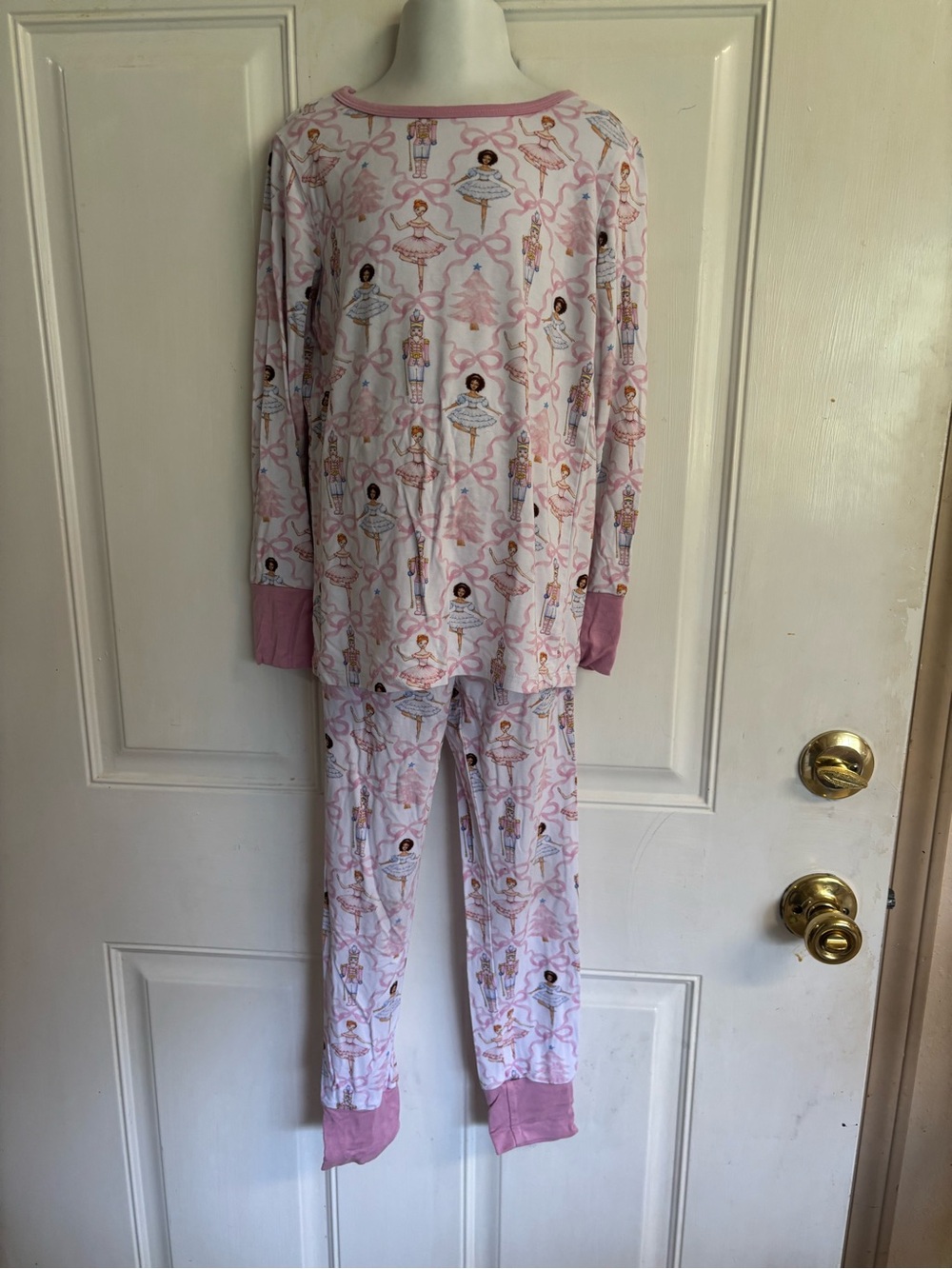 Size 5/6 Pink/White Nutcracker ballet and ballerina long sleeve pajama set.  In